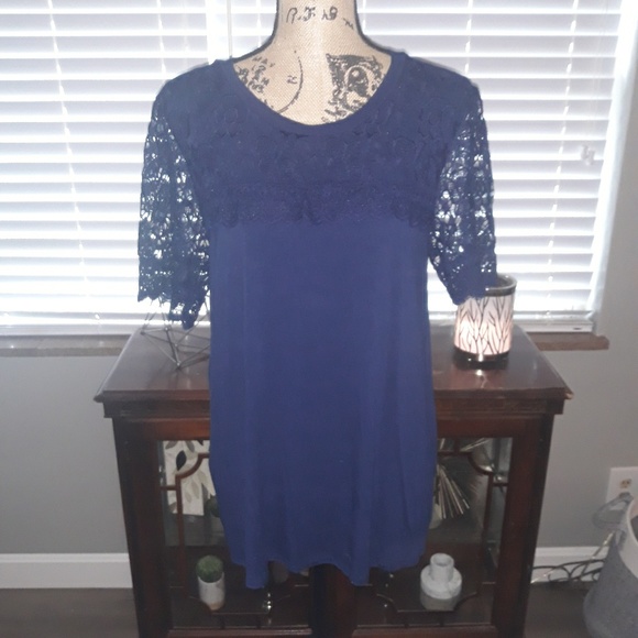 Adrianna Papell Tops - ADRIANNA PAPELL Blue lace top